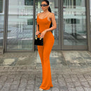 Backless Straps Flare Pant Solid Jumpsuit, ibuyxi.com