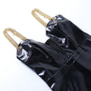 Chain Deep V-Neck High Rise Slit Party Maxi Dress, ibuyxi.com