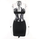 Ruffles Halter Bandage Sleeveless Backless Cutout Mini Dress, ibuyxi.com