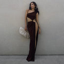 Sleeveless Backless Cutout Split Gown Maxi Dress, ibuyxi.com