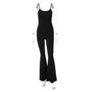 Backless Straps Flare Pant Solid Jumpsuit, ibuyxi.com