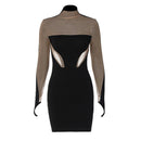 Transparent Mesh Long Sleeve Bodycon Party Mini Dress, ibuyxi.com