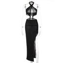 Cutout Halter Split Backless Sleeveless Maxi Dress, ibuyxi.com