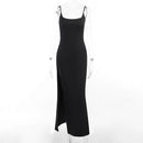 Elegant High Rise Slit Lace Patchwork Backless Maxi Dress, ibuyxi.com