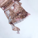 Ruffle Short Sleeve Crop Top Print Two Piece Party Dress Set, iBuyXi.com