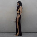Sleeveless Backless Cutout Split Gown Maxi Dress, ibuyxi.com