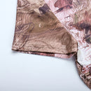 Ruffle Short Sleeve Crop Top Print Two Piece Party Dress Set, iBuyXi.com