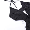 Ruffles Halter Bandage Sleeveless Backless Cutout Mini Dress, ibuyxi.com