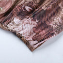 Ruffle Short Sleeve Crop Top Print Two Piece Party Dress Set, iBuyXi.com