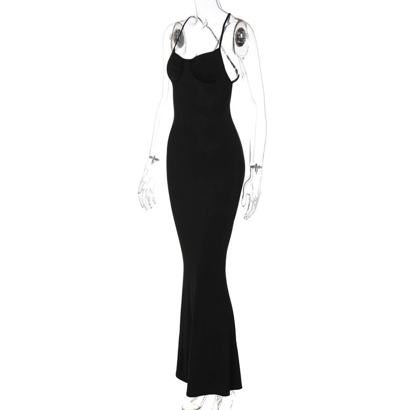 Elegant Backless Draped Bodycon Sleeveless Gown Maxi Dress, ibuyxi.com