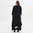 Plus Size O-Neck Tunic Casual Long Sleeve Lace Mesh Maxi Dress, Full sleeves, Black Long maxi, Long dress, Ribbon style, Muslim Dress, iBuyXi.com