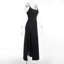 Elegant High Rise Slit Lace Patchwork Backless Maxi Dress, ibuyxi.com