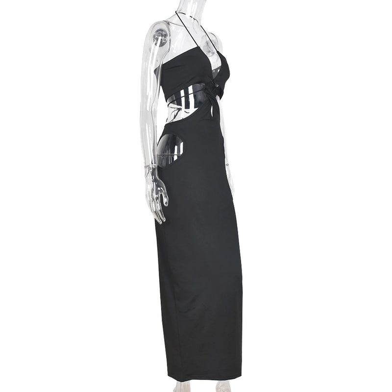 Elegant Halter Bandage Cut Out Sleeveless Backless Maxi Dress, ibuyxi.com