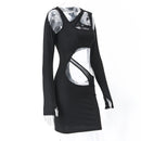 Bandage Cutout Backless Long Sleeve Bodycon Mini Dress, ibuyxi.com