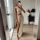 Sleeveless Backless Cutout Split Gown Maxi Dress, ibuyxi.com