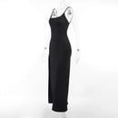 Elegant High Rise Slit Lace Patchwork Backless Maxi Dress, ibuyxi.com