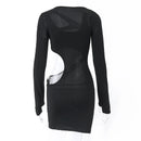 Bandage Cutout Backless Long Sleeve Bodycon Mini Dress, ibuyxi.com