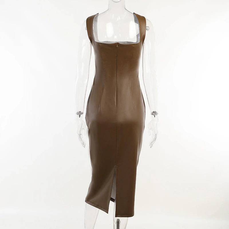 Sleeveless Backless Slit Tank Bodycon Maxi Dress, ibuyxi.com