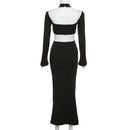 Elegant Long Sleeve Jersey Cutout Maxi Dress, ibuyxi.com