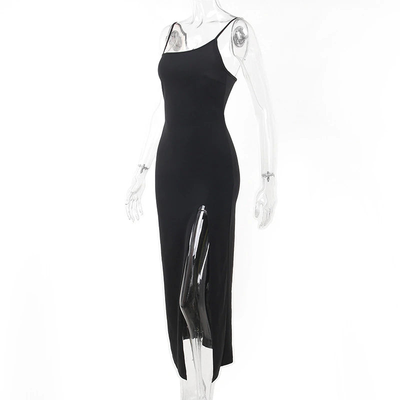Elegant Irregular Sleeveless Backless Slit Maxi Dress, ibuyxi.com