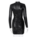 Long Sleeve Ruched Bodycon Mini Dress, ibuyxi.com