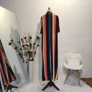 Oversized Maxi, Turn Down Collar, Half Sleeve, Colorful Multicolor Striped Dress, Shirt Dress Women Summer, Half Sleeve Colorful Multicolor Striped Dress Loose Oversized, Maxi Long Beach Dresses, Three Quarter Sleeve Casual Tunic Dress, Knee Length Plus Size Short Midi Dresses,iBuyXi.com