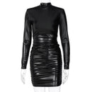 Long Sleeve Ruched Bodycon Mini Dress, ibuyxi.com