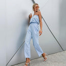 Sleeveless Off-Shoulder High Waist Jumpsuit,Ruffles short sleeve, Oblong neck, Solid color, High waist, Back button closure, Long Pants Jumpsuits Romper with Belt. Women trendy elegant style and wide leg ,Casual jumpsuit with ruffles sleeves, long romper, short sleeve pantsuit with belts, crew neck pant suits, cocktail jumpsuit, long pants, iBuyXi.com