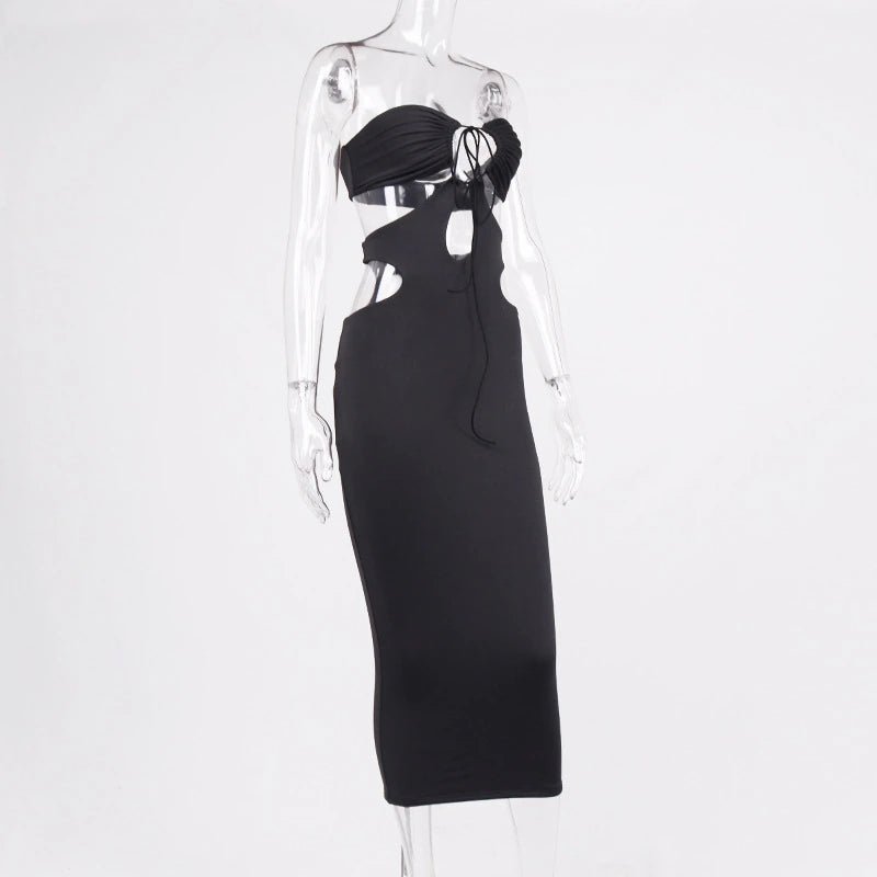 Halter Cutout Sleeveless Backless Maxi Dress, ibuyxi.com