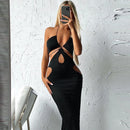 Elegant Halter Bandage Cut Out Sleeveless Backless Maxi Dress, ibuyxi.com