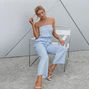Sleeveless Off-Shoulder High Waist Jumpsuit,Ruffles short sleeve, Oblong neck, Solid color, High waist, Back button closure, Long Pants Jumpsuits Romper with Belt. Women trendy elegant style and wide leg ,Casual jumpsuit with ruffles sleeves, long romper, short sleeve pantsuit with belts, crew neck pant suits, cocktail jumpsuit, long pants, iBuyXi.com