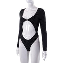 High Rise Cutout Long Sleeve Bodysuit, ibuyxi.com