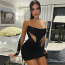 Transparent Mesh Long Sleeve Bodycon Party Mini Dress, ibuyxi.com