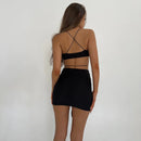Ruffles Halter Bandage Sleeveless Backless Cutout Mini Dress, ibuyxi.com