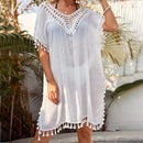 Beach Cover Up Swimsuit In White Color And Lace And Comes With Elegant looks on Bikini And Beach Wear. - ibuyxi.com
