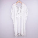 Beach Cover Up Swimsuit In White Color And Lace And Comes With Elegant looks on Bikini And Beach Wear. - ibuyxi.com