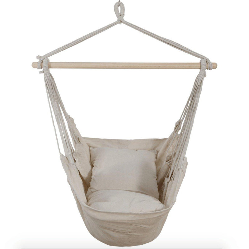 Hammock Chair Swing Hanging Rope Net Chair Porch Patio with 2 Cushions , iBuyXi.com online shopping store, camping equipments, backyard decoration, patio decorations, white swing chair, good quality swing chair, free shipping, hammock swing chair