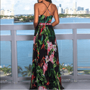Boho Floral Printed Dress, iBuyXi.com, Women Clothes, Summer collection, Women Dress, bohemian dress, maxi dress, long dress, v-neck dress, beach dress, summer dress, holiday dress