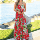 Boho Floral Printed Dress, iBuyXi.com, Women Clothes, Summer collection, Women Dress, bohemian dress, maxi dress, long dress, v-neck dress, beach dress, summer dress, holiday dress