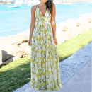Boho Floral Printed Dress, iBuyXi.com, Women Clothes, Summer collection, Women Dress, bohemian dress, maxi dress, long dress, v-neck dress, beach dress, summer dress, holiday dress