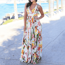 Boho Floral Printed Dress, iBuyXi.com, Women Clothes, Summer collection, Women Dress, bohemian dress, maxi dress, long dress, v-neck dress, beach dress, summer dress, holiday dress