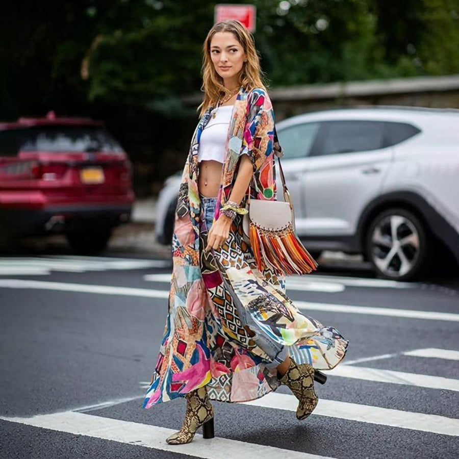 Bohemian Printed Summer Beach Wrap Dress