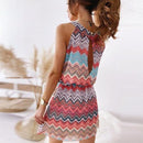 Bohemian Sleeveless Print Dress With Casual A-Line Mini Sundress Vintage Short Vestido. -ibuyxi.com