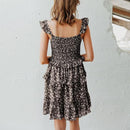  v-neck dress Boho floral print With high waist sleeveless ruffled and ideal for summer.  iBuyXi.com