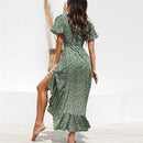 Boho Floral Print Side Split Wrap Maxi Dress,Solid Ruffles Deep V-Neck High Waist Maxi Dress,Maxi Irregular Dresses, Plus Size Beading,  Spring Dress Beading Pleated Elegant Party Dress Belted Loose Oversized Plus Size Women Clothing ,iBuyXi.com