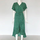 Boho Floral Print Side Split Wrap Maxi Dress,Solid Ruffles Deep V-Neck High Waist Maxi Dress,Maxi Irregular Dresses, Plus Size Beading,  Spring Dress Beading Pleated Elegant Party Dress Belted Loose Oversized Plus Size Women Clothing ,iBuyXi.com