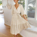 Belted Loose Maxi, Spring Dress Beading Pleated Elegant Party Dress Belted Loose Oversized Plus Size Women Clothing ,iBuyXi.com