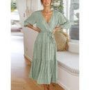 Belted Loose Maxi, Spring Dress Beading Pleated Elegant Party Dress Belted Loose Oversized Plus Size Women Clothing ,iBuyXi.com