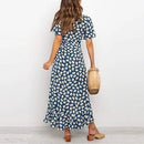 Boho Floral Print V-Neck Split Wrap Ruffles Short Sleeve Maxi Dress,Boho Floral Print Side Split Wrap Maxi Dress,Solid Ruffles Deep V-Neck High Waist Maxi Dress,Maxi Irregular Dresses, Plus Size Beading,  Spring Dress Beading Pleated Elegant Party Dress Belted Loose Oversized Plus Size Women Clothing ,iBuyXi.com