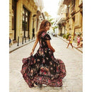 Summer Women Vintage Boho V Neck Long Maxi Floral Dress Party Dresses Beach Sundress, iBuyXi.com, bohemian dresses, chiffon dresses, women clothing